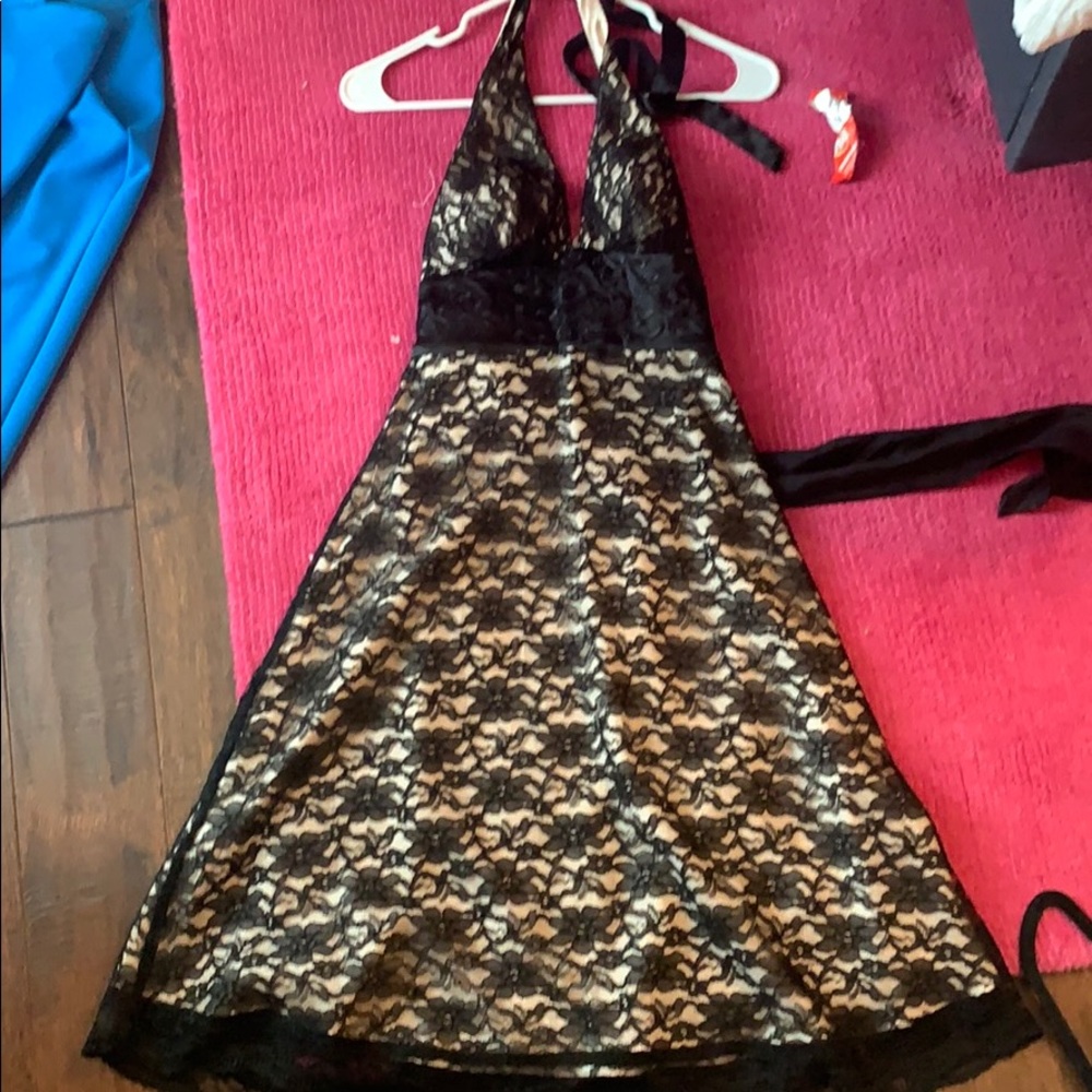 halter top lace dress